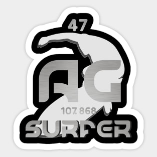 Silver Ag Surfer - Funny Chemistry Superhero Shirt Sticker